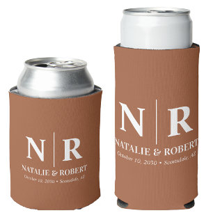 Porta-lata Iniciais de noivo monograma de casamento elegante