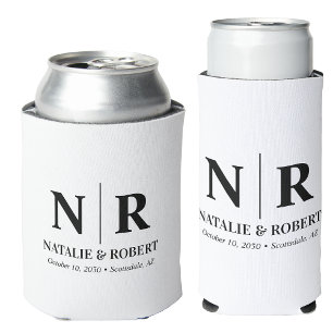 Porta-lata Iniciais de noivo monograma de casamento elegante