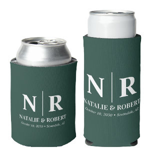 Porta-lata Iniciais de noivo monograma de casamento elegante