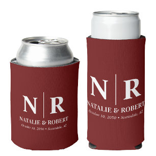 Porta-lata Iniciais de noivo monograma de casamento elegante