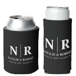 Porta-lata Iniciais de noivo monograma de casamento elegante