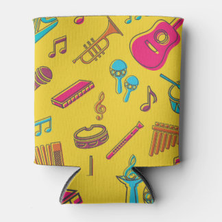 Porta-lata Instrumentos musicais, anotações de fundo.