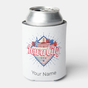 Porta-lata Iowa City United States Retro Skyline Vintage EUA