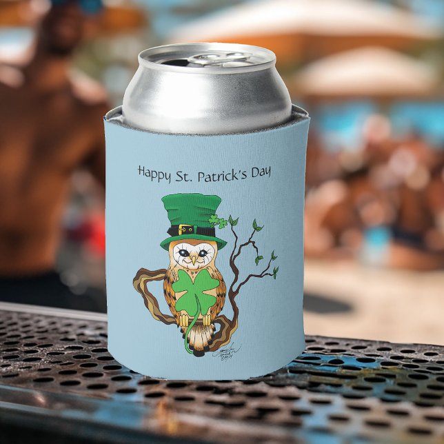Porta-lata Irish Clovers Owl Green (Criador carregado)