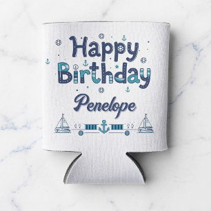 Porta-lata Isolante de Cerveja Personalizado de Tema Náutico 