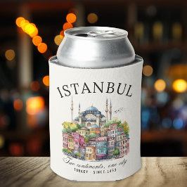 Porta-lata Istanbul Turkey Watercolor art city View