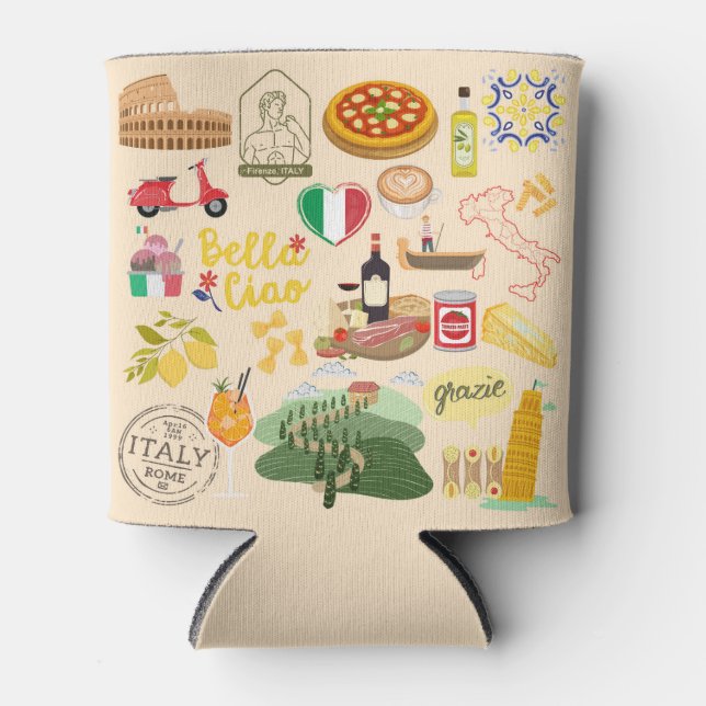 Porta-lata Itália - Símbolos Viagem Amantes (Frente)