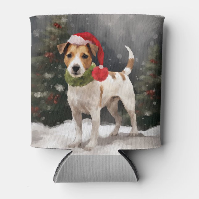 Porta-lata Jack Russell Dog no Natal da Neve (Frente)