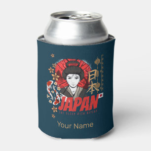 Porta-lata Japão Vintage Geisha com Flag Koi e Lotus Souve