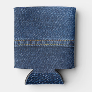 Porta-lata Jaqueta de jeans ciano: design de textura.