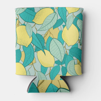 Porta-lata Jardim de limão desenhado à mão, padrão sem costur