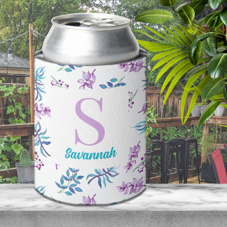 Porta-lata Jardim Floral Aquarela Bonito Personalizado
