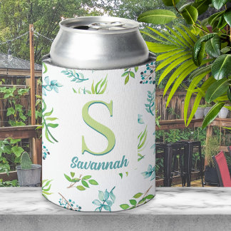Porta-lata Jardim Floral Aquarela Personalizado