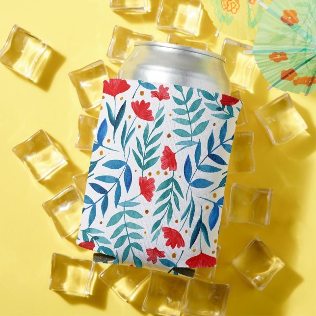 Porta-lata Jardim mágico - vermelho e turquesa (Verão in situ)