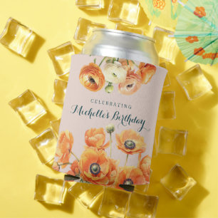 Porta-lata Jardim Rosa Laranja Floral Cooler de Aniversário