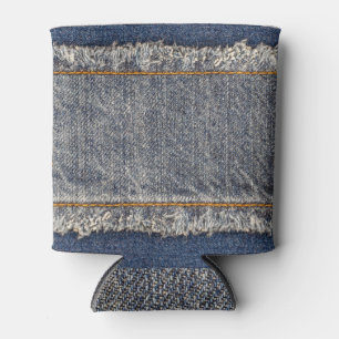 Porta-lata Jeans Azuis Denim: Patch Duplo Casual