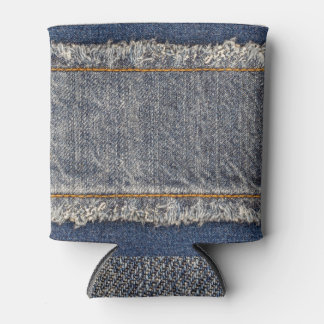 Porta-lata Jeans Azuis Denim: Patch Duplo Casual