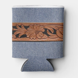 Porta-lata Jeans Azuis E Cinturão Ocidental