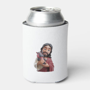Porta-lata Jesus com Moo Deng. O Pigão Hippo da Fé Divertida