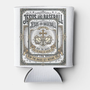 Porta-lata Jesus e Beisebol Cristão Vintage