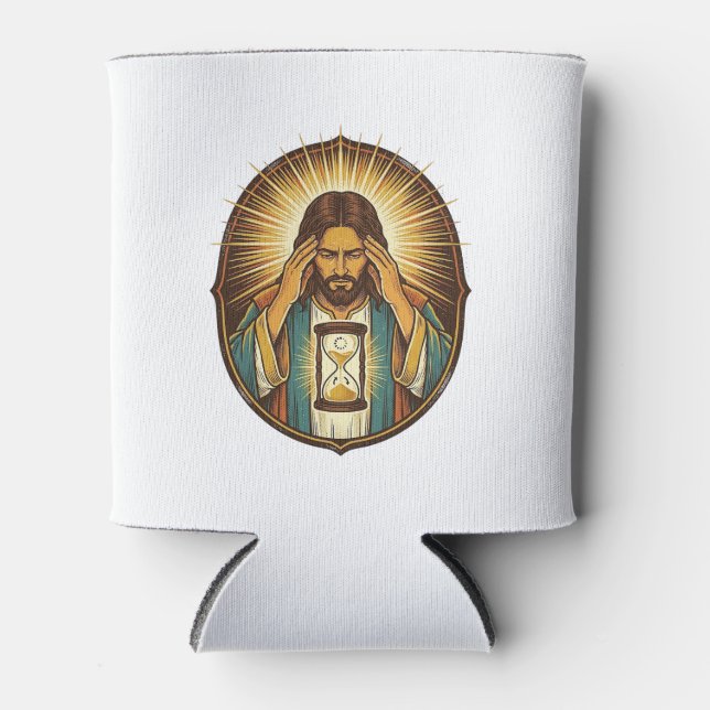 Porta-lata Jesus Impaciente Carregando Ampulheta Internet Len (Frente)
