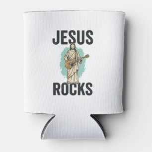 Porta-lata Jesus Rocks Guitar Entalhe Cristão Vintage Des