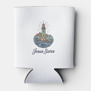 Porta-lata Jesus Salva Camiseta Cristã Farol Vintage_1