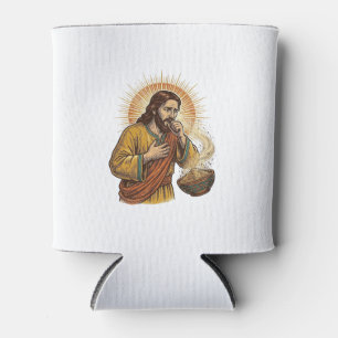Porta-lata Jesus sufocando com migalha de chip de tortilha se