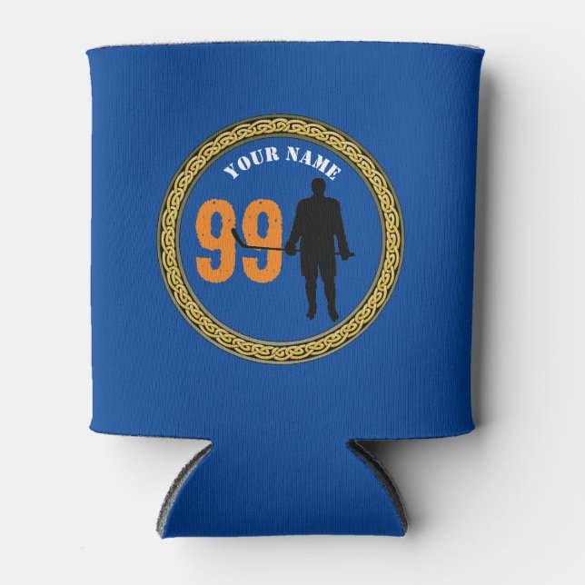 Porta-lata Jogador de Hockey com Fresco - Adicionar Nome e Nú (Frente)