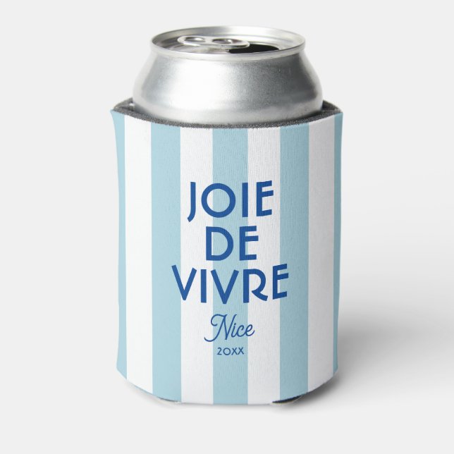 Porta-lata Joie De Vivre Nice Blue Cabana Stripe Francês (Can Back)
