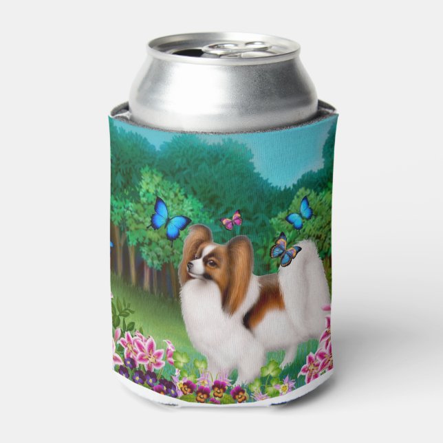 Porta-lata Jovem Papillon Cachorro com Borboletas pode arrefe (Can Front)