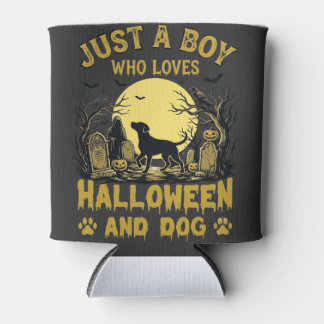 Porta-lata Just Boy Who Loves Halloween Dog Full Moon