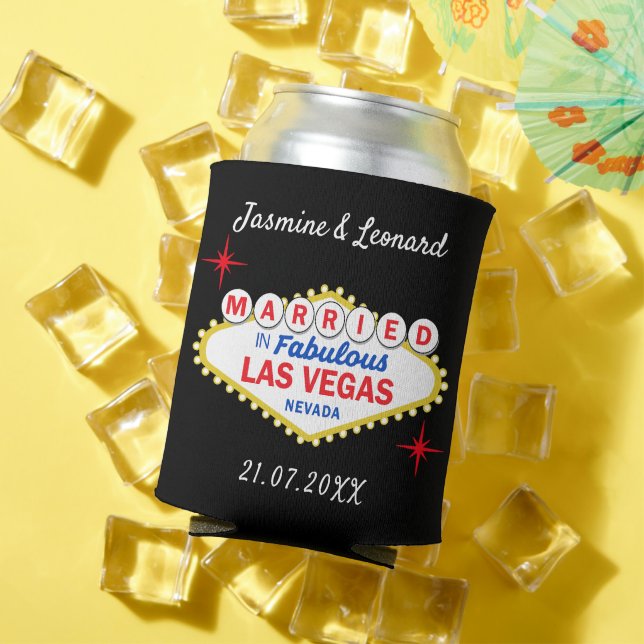 Porta-lata Just Married Las Vegas Wedding Favor (Verão in situ)
