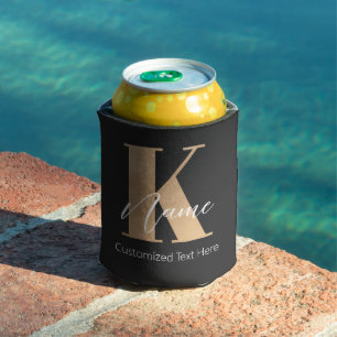 Porta-lata K & Name Iniciais Monogramados Modernos Personaliz