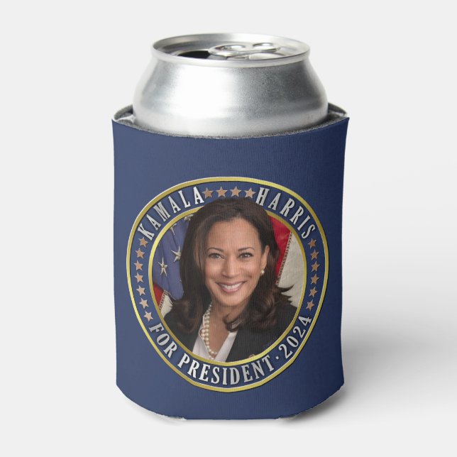 Porta-lata Kamala Harris para Presidente 2024 Foto Democrata (Can Front)
