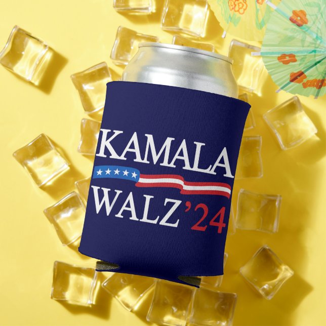 Porta-lata Kamala Harris Walz 2024 Obviamente Azul (Verão in situ)