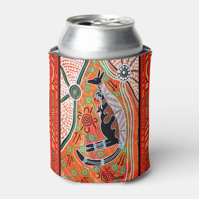 Porta-lata Kangaroo Dreaming Aboriginal Beer/Can Holer (Can Front)