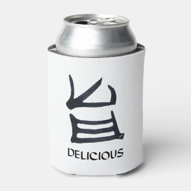 Porta-lata Kanji Delicious branco pode resfriar 2 lados (Can Front)