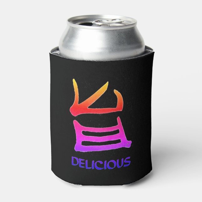 Porta-lata Kanji Delicious preto-neon pode arrefecer (Can Front)
