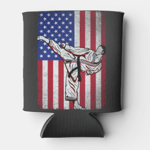Porta-lata Karate Martial Arts USA American Flag Men Women