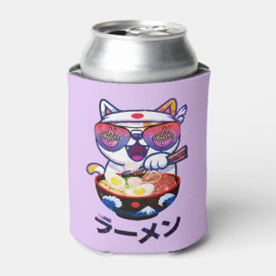Porta-lata Kawaii Cat Eating Ramen - Bonitos Noodles Japonese