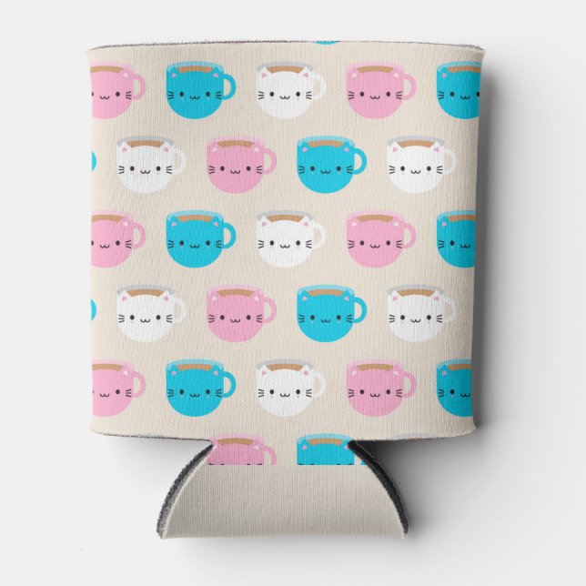 Porta-lata Kawaii Cats Cup of Tea (Frente)