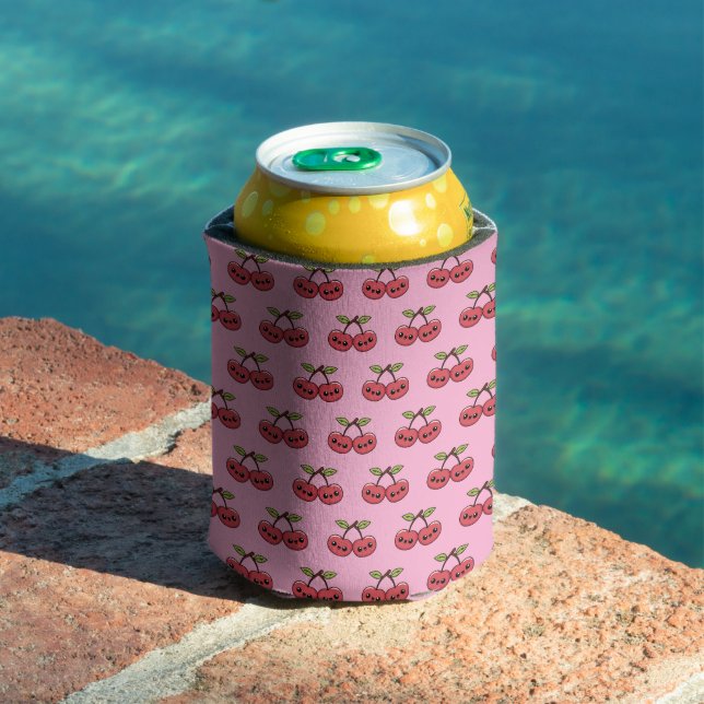 Porta-lata Kawaii Cherry – Fruta Fofa com Rosto Sorridente (Piscina in situ)