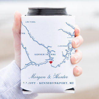 Porta-lata Kennebunkport Map Casamento Favorece Bebida Holder