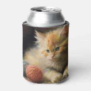 Porta-lata Knit Acontece Laranja Kitten Brincando Com Yarn
