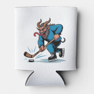 Porta-lata Krampus Assustador Jogando Hóquei no Gelo Natal
