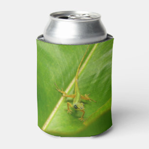 Porta-lata Lagarto Verde na Folha Verde