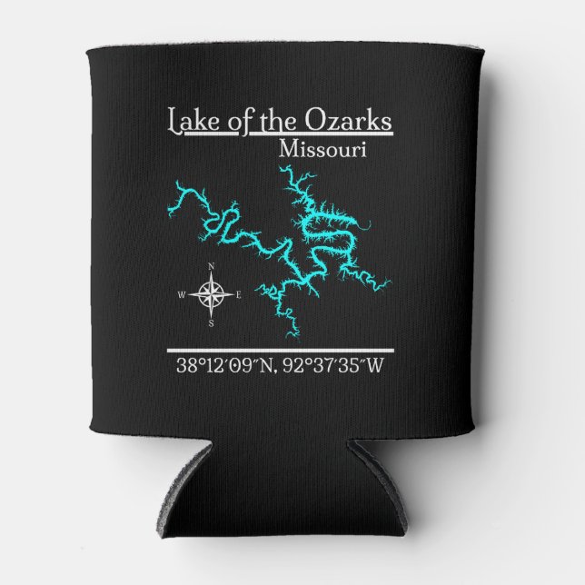 Porta-lata Lago Ozarks Missouri Mapa Coordenadas (Frente)