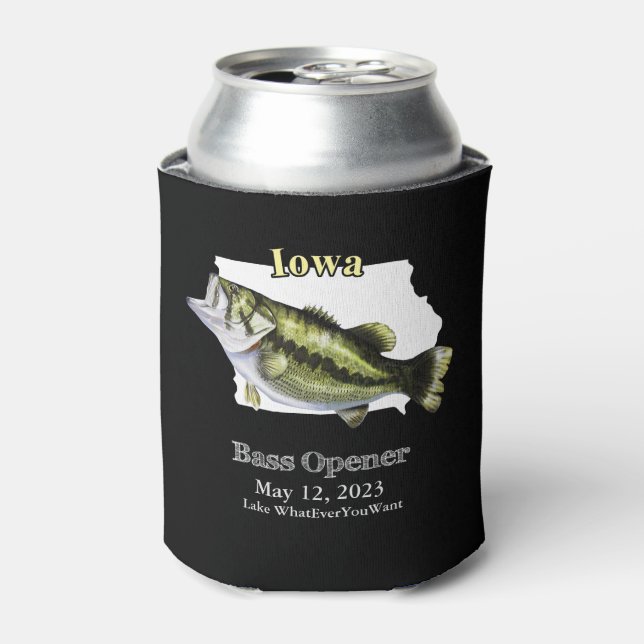Porta-lata Lago Personalizado/Data Iowa Bass Opener Dark Can  (Can Front)