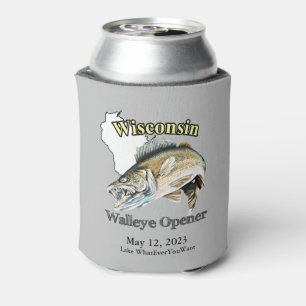 Porta-lata Lago Personalizado/Data Wisconsin Walleye Opener L